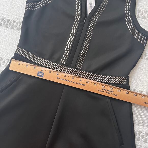 DKNY Sleeveless Beaded Trim A-Line Dress Pockets Stretch Black Women's 6 NWT - Picture 6 of 11